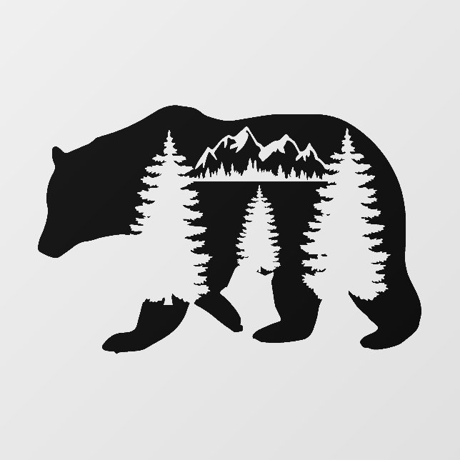 Bear Nature Negative Space Wall Decal Sticker (Front)