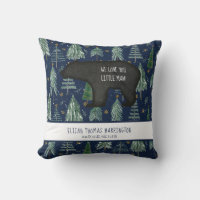 Bear Navy Blue Woodland Forest Baby Birth Stats