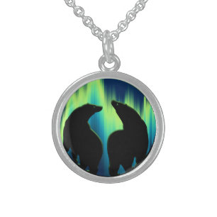 Bear Necklace Northern Lights Bear Art Jewelry