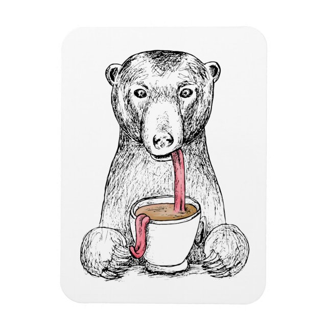 Bear Needs Coffee Design Illustration Magnet (Vertical)