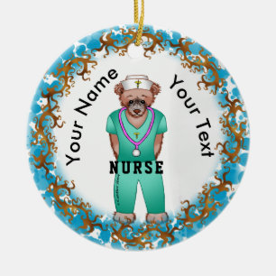 Bear Nurse Ceramic Ornament