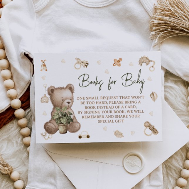Bear Nursery Cute Baby Shower Book Request Enclosure Card (Creator Uploaded)