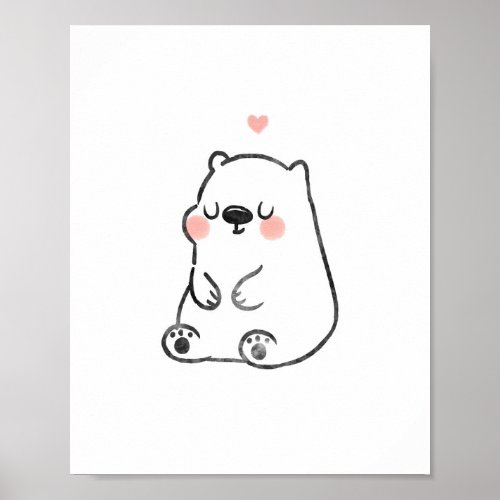 bear nursery cute heart art poster