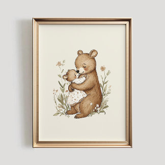Bear Nursery Print, Vintage Style Nursery PRINTABL Poster