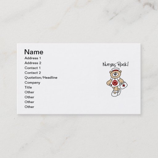 Customizable Bear Nurses Rock T-shirts and Gifts Business Card Template