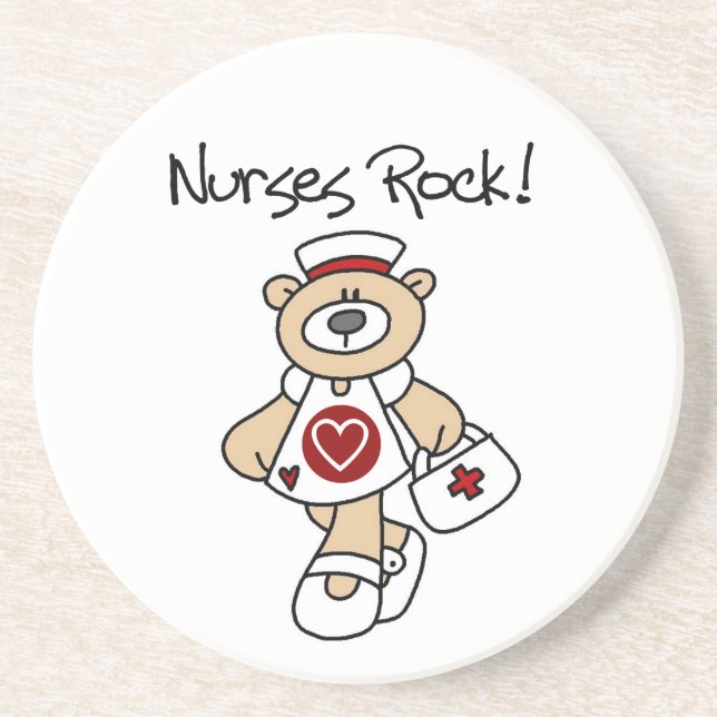 Bear Nurses Rock T-shirts and Gifts Drink Coaster (Front)