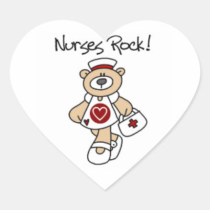 Bear Nurses Rock T-shirts and Gifts Heart Sticker