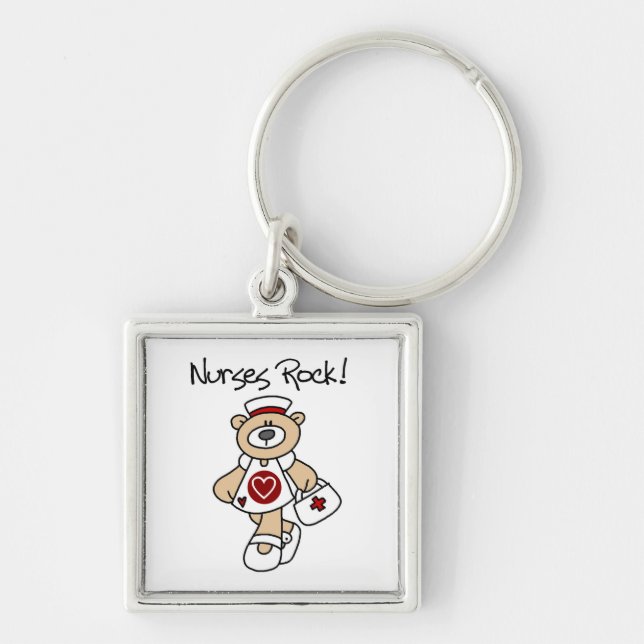 Bear Nurses Rock T-shirts and Gifts Keychain (Front)