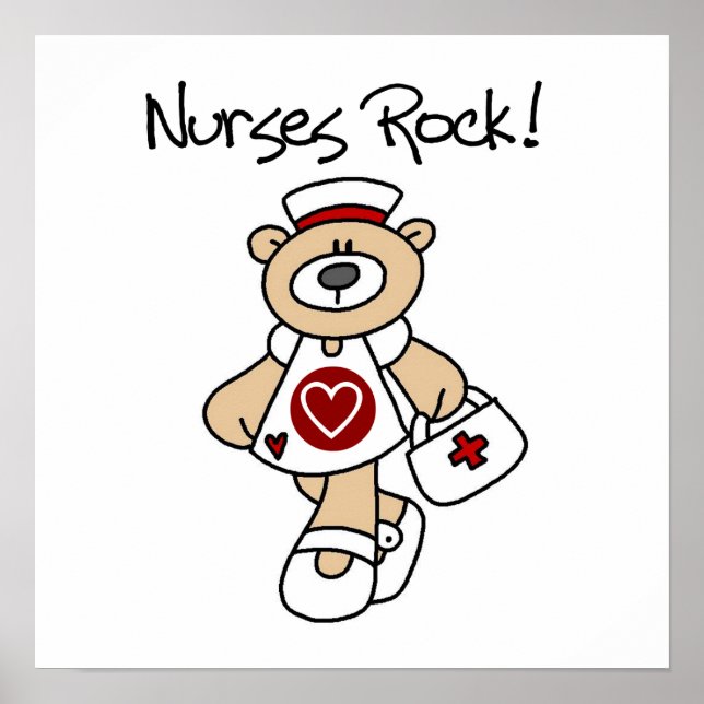 Bear Nurses Rock T-shirts and Gifts Poster (Front)