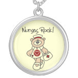 Bear Nurses Rock T-shirts and Gifts Silver Plated Necklace