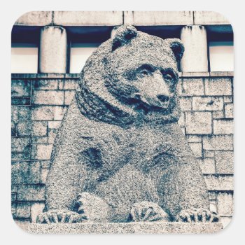 Bear Of Stone Square Sticker by Dozzle at Zazzle