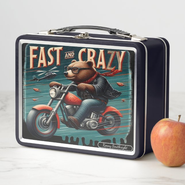 Bear on a Bike Metal Lunch Box (In Situ)