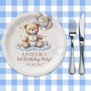 Bear on a Cloud – 3rd Birthday Party  Paper Plates