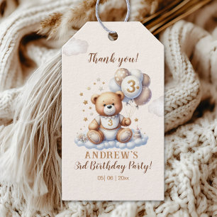 Bear on a Cloud – 3rd Birthday Party Supplies Gift Tags