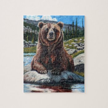 Bear On A River Jigsaw Puzzle by ArtOfDanielEskridge at Zazzle