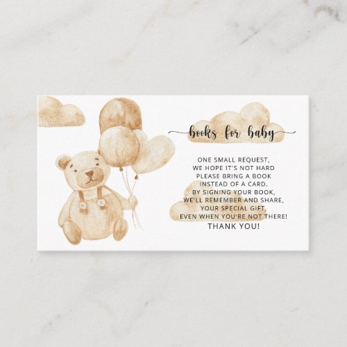 Bear on balloons books for baby ticket enclosure card