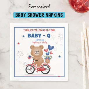 Bear on Bike 4th July Baby Shower Napkins