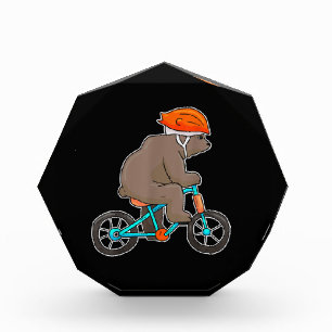 bear on bike bicycle cycling bear acrylic award