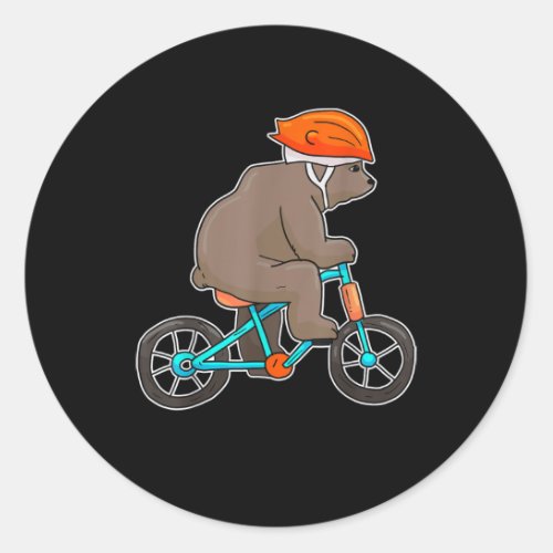 bear on bike bicycle cycling bear classic round sticker