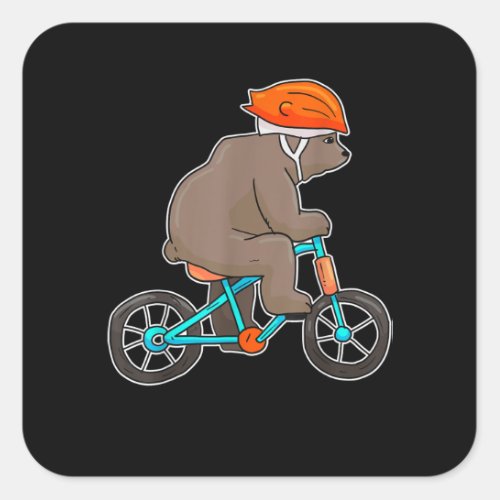bear on bike bicycle cycling bear square sticker