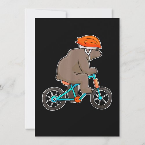 bear on bike bicycle cycling bear thank you card
