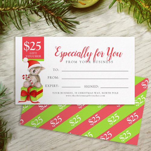 Bear on Christmas gift 25 gift voucher Discount Card