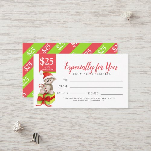 Bear on Christmas gift 25 gift voucher Discount Card