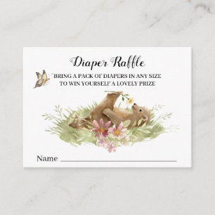 *~* Bear on Grass Enjoying Flower Diaper Raffle Enclosure Card