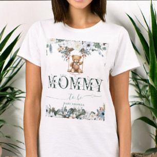 Bear on Swing Sage Green  Neutral Mommy to be T-Shirt