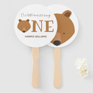 Bear One Animal First Birthday Hand Fan