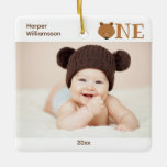 Bear One First Birthday Keepsake Baby Photo Ceramic Ornament