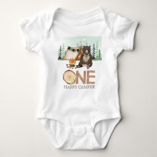 Bear One Happy Camper Baby 1st Birthday Outfit Baby Bodysuit