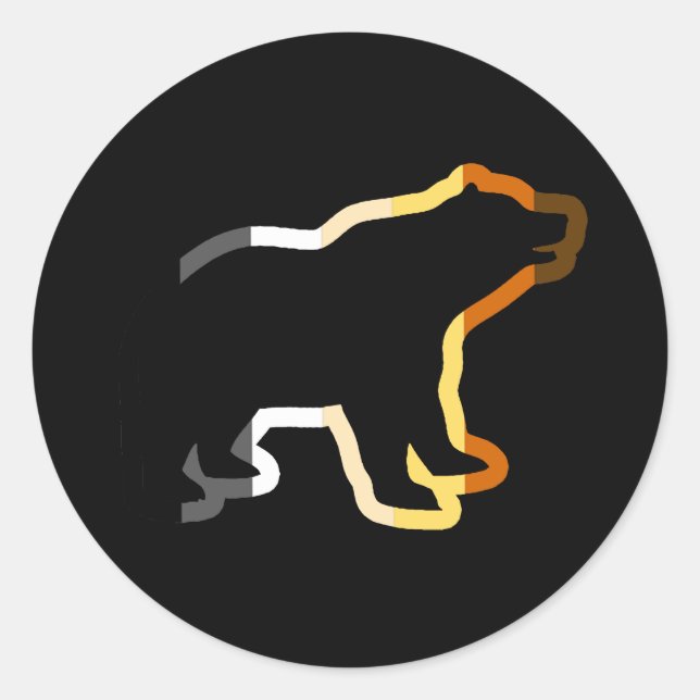 BEAR OUTLINE CLASSIC ROUND STICKER (Front)