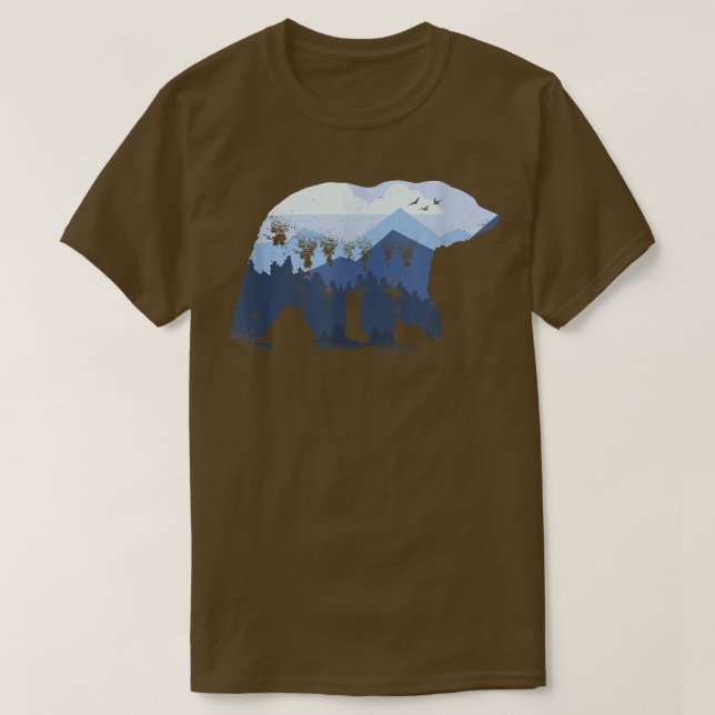 Bear Outline Mountain Range Lover Forest Fan Anima T-Shirt (Design Front)