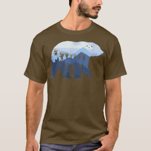 Bear Outline Mountain Range Lover Forest Fan Anima T-Shirt