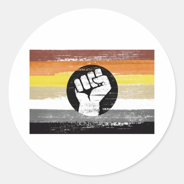 Bear Painted Protest Flag Classic Round Sticker (Front)