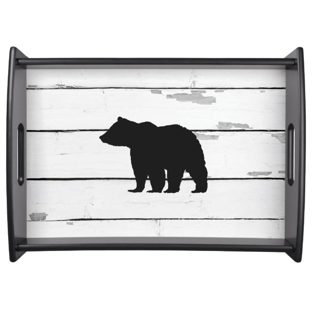 Bear Painting Shiplap Mountain  Serving Tray (Front)