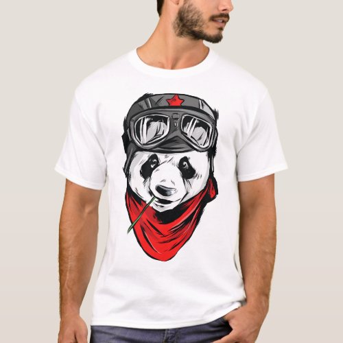 Bear Panda Bear Bamboo Bear Large Panda Moto Biker T_Shirt