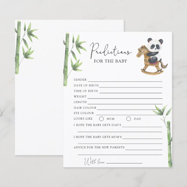 Bear Panda - predictions and wishes for baby (Front/Back)