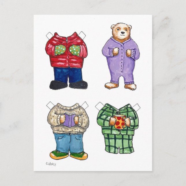 Bear Paper Doll Postcard (Front)
