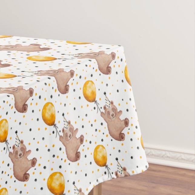 Bear Party Animal Birthday Tablecloth – Teddy Bear (In Situ)