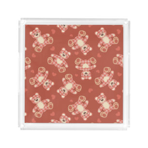 bear patchwork pattern acrylic tray