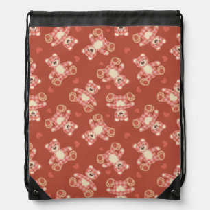 bear patchwork pattern drawstring bag