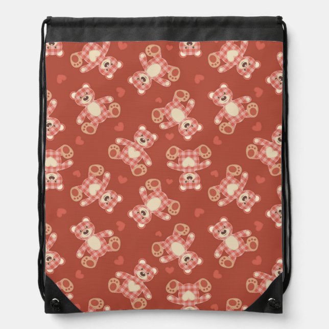 bear patchwork pattern drawstring bag (Front)