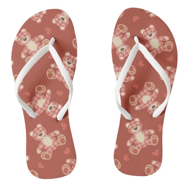 bear patchwork pattern flip flops (Footbed)