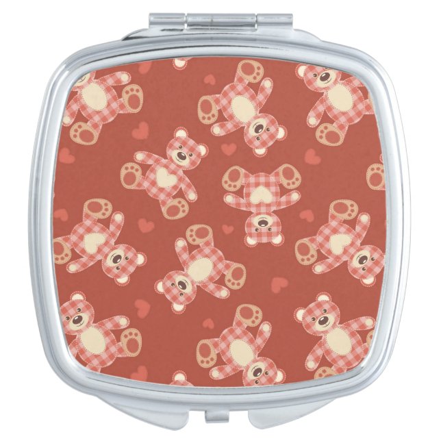 bear patchwork pattern makeup mirror (Front)