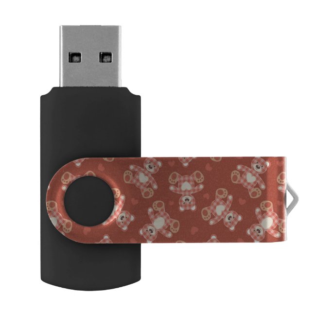 bear patchwork pattern USB flash drive (Opened)