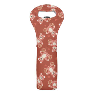 bear patchwork pattern wine bag