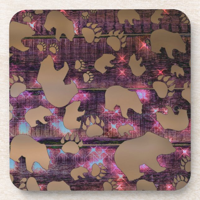 Bear Pattern Beverage Coaster (Front)
