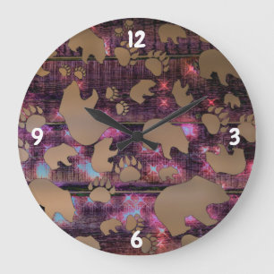 Bear Pattern Large Clock